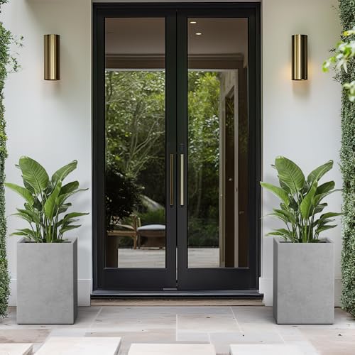 Kante Large Tall Square Pale Gray Concrete Planter 19" H, Outdoor - color: Natural Concrete, size: 18.5" H