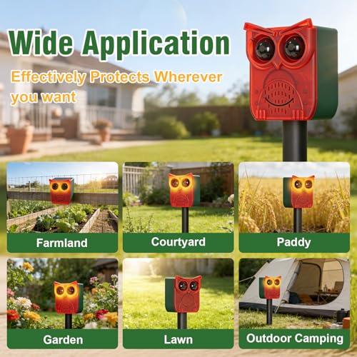 ChunHee Solar Motion Sensor Alarm Outdoor Dog Barking Alarm with 129dB Loud - color: Red-1pack