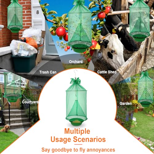Reusable Outdoor Fly Trap Hanging Fly Catcher with Brush-4 Pack