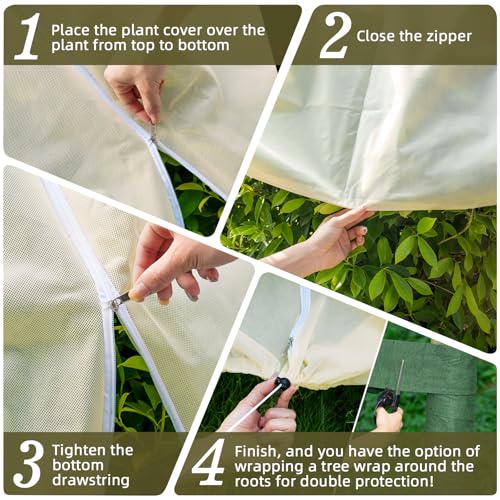 2 Packs Plant Covers Freeze Protection, 47 x 70 Inch 2.47oz/yd² Frost Cloth Shrub Covers with Zipper and Drawstring, Plant Blankets Tree Covers for Outdoor Winter Frost Cold Weather Yellow - size: 47''x 70''-2PCS-Yellow