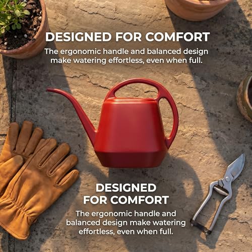 Fasmov Plastic Watering Can, Burnt Red, 1-Gallon