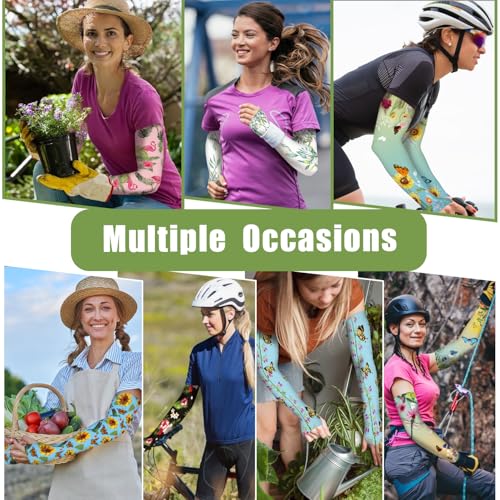 Gardening Sleeves for Women UV Sun Protection with Thumb Hole Anti-Scratch - color: Gradient Yellow Green