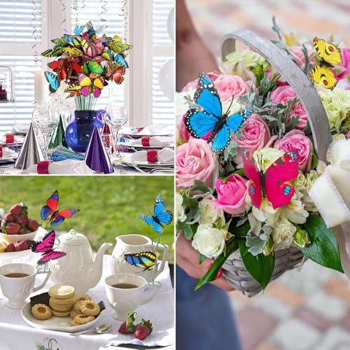 Augshy 75 Pcs Butterfly Decoration Stakes Garden Butterfly Wing Width 3.5in Ornaments for Indoor/Outdoor Christmas Decor - style: Single Layer