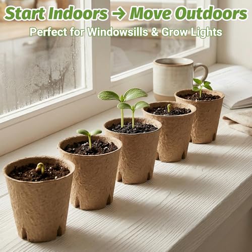 60Pcs 3.1 Inch Peat Pots - Nursery Pots with Drainage Holes for Seedlings