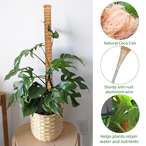 4 Pack 28'' Moss Pole for Monstera, Bendable Coco Coir Plant Support Stakes - size: 4 Pack ( 28-Inch)