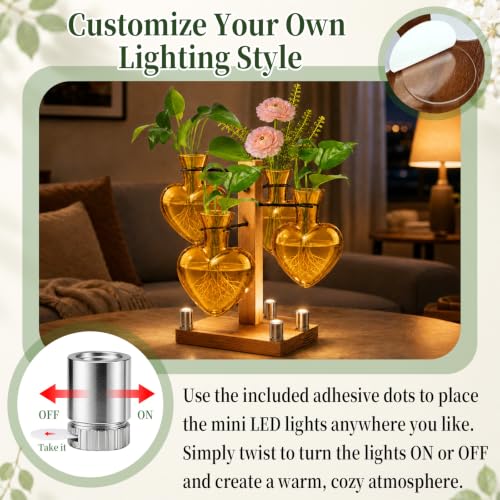 Plant Terrarium Propagation Station with Wooden Stand, 4 Glass Vases - color: Amber