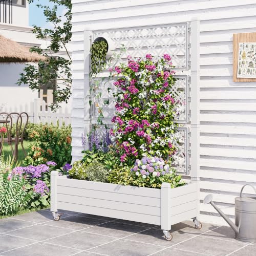 Fancyango Raised Garden Bed with Wheels 61.2" H -Medium Ashen - color: Medium Ashen, size: 61.2"H