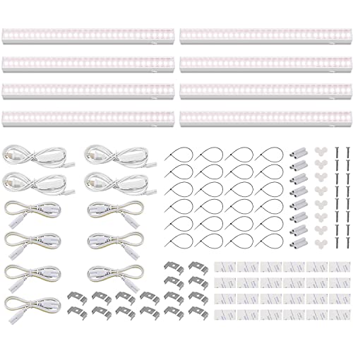 Barrina T5 Plant Lights, 5W LED Grow Light Strip, 1FT White Cover, 8 Packs - color: Pinkish White, size: 1ft-white Cover