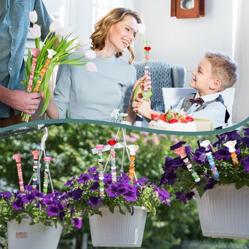Tigeen 236 Pcs Garden Stake DIY Fairy Wand Plant Stake, Ceramic Rose Heart - style: Ceramic Rose Heart
