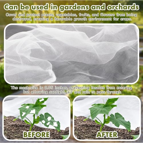 Woanger 3 Pack Garden Netting for Raised Beds 37.4 x 19.69 x 19.69 Inch Rectangular Mesh Plant Covers with Drawstring for Garden Raised Bed Bird Netting Pest Barrier Screen for Protecting Vegetable - size: 3 x 2 x 2 ft