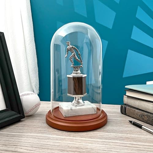 Plymor 5.5" x 10" Glass Display Dome Cloche (Walnut MDF Base) - color: Walnut MDF base