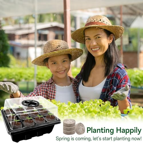 Seed Starter Tray with Peat Pellets, Black Seeding Starter Trays for Plant - size: 4 Set-black