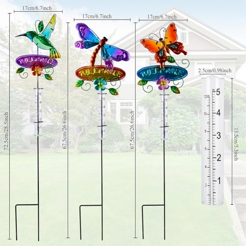 3 Pcs Rain Gauge Outdoor, 5 Inch Tube Rain Gauge with Welcome Sign - color: 3 Pcs-Welcome Sign