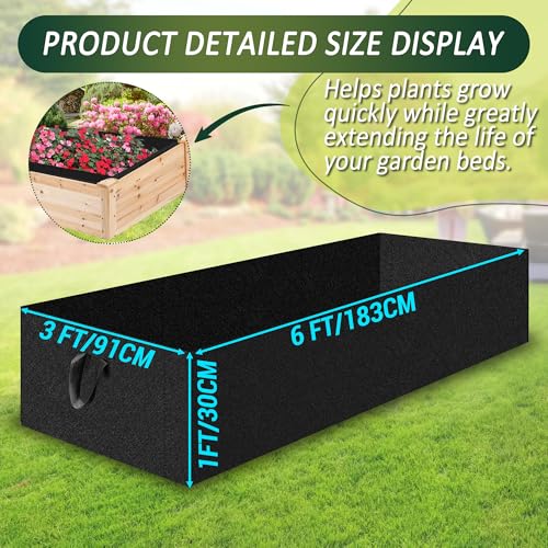 1PCS Raised Garden Bed Liner Fabric Raised Garden Bed Breathable Drainage Rectangle Grow Bags with Handles Fabric Garden Bed for Outdoor Garden Bed Holds Soil - 6ft x 3ft x 1ft - style: 6x3x1ft 1PCS