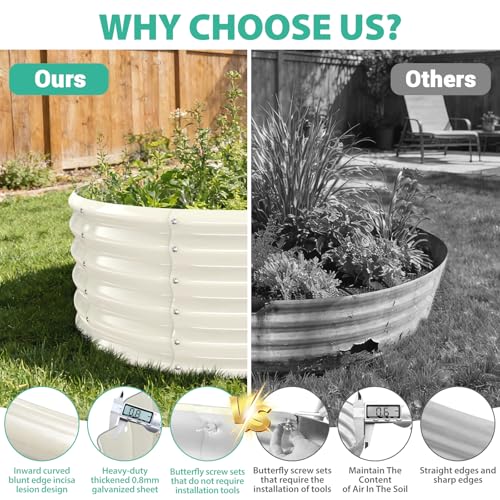 YSEJOMP 17" Tall 40" Diameter Round Raised Garden Bed Kits Outdoor White - color: Cream White, size: 40 Dia X 16.5 inches