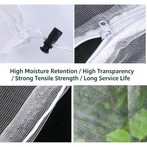 2PCS Bird Netting for Garden Protection with Zipper and Drawstring Fruit Tree Plant Netting Cover for Blueberry Vegetables BushesProtection from Insect Squirrels Birds, 3.3Ft x 2.7Ft