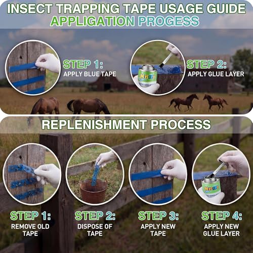 3 Pack Sticky Coating Insect Trap with Brush and 3 Pcs Blue Tapes