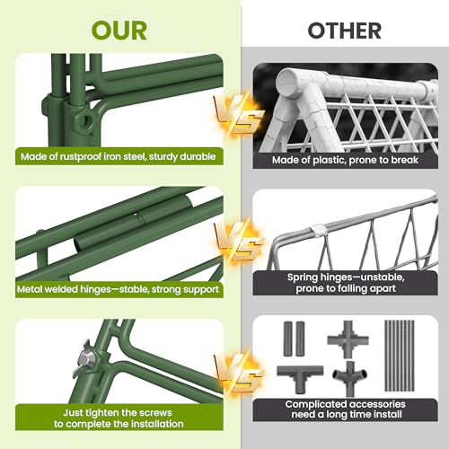 2 Pack Heavy Duty Adjustable A-Frame Trellis for Climbing Plants,48"x16", Rust-Proof Metal Garden Trellis with Dense Grid, Ideal for Raised Beds, Cucumbers, Tomatoes, Beans, and Outdoor Vines (2 Pcs)
