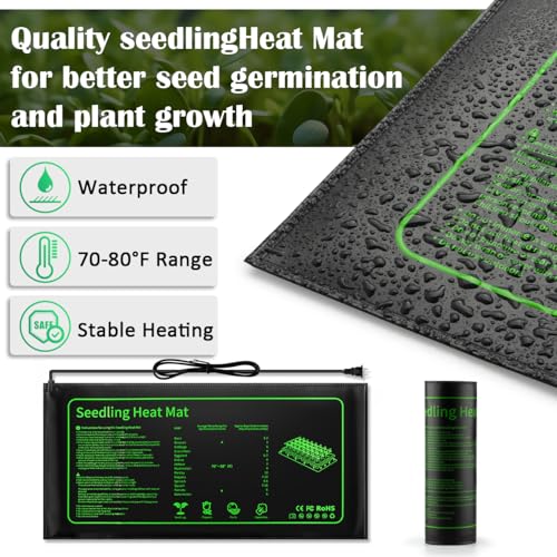 2-Pack 1020 Seed Starter Trays with Heat Mat and Clip-On Grow Light - size: 2p 1020Trays+7.3''Domes+Heat Mats+Lights