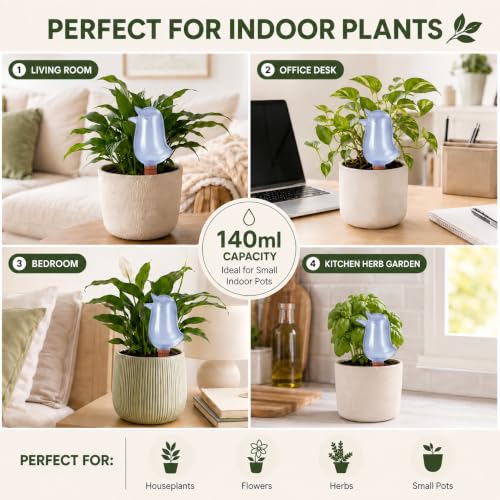 4 Pack Self Watering Spikes, Indoor Plant Watering Globes, Bird Shape Automatic Irrigation Spikes,Plant Watering Devices (Red&Blue) - color: Red&Blue