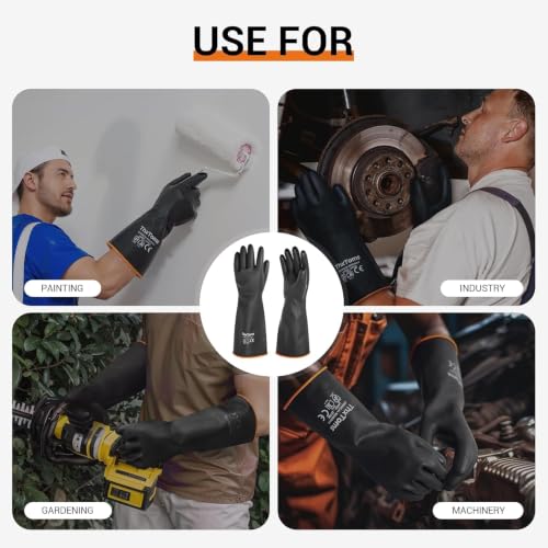 ThxToms Chemical Resistant Gloves, 28 Mil Heavy Duty Latex, 14 Inch, 1 Pair - color: 14"