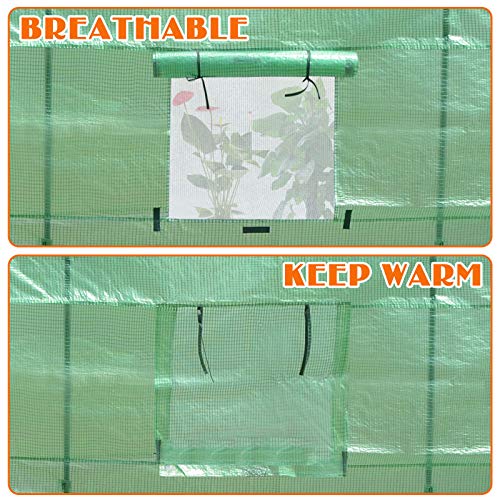 YardGrow Greenhouse Replacement Cover Larger Walk in Outdoor Plant Gardening Greenhouse (Frame Does NOT Included) (Green, 20'x10'x7') - color: Green, 20'x10'x7'