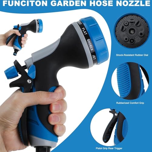 Garden Hose Nozzles with 10 Spray Patterns Sprayer Water Hose Nozzle Spray - color: Blue