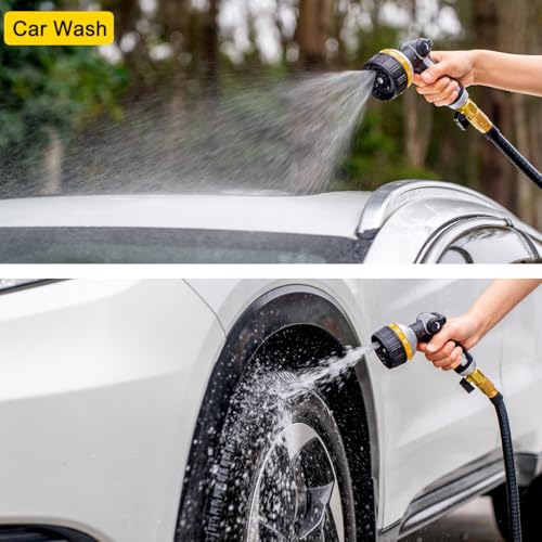 FANHAO Metal Thumb Control Garden Hose Nozzle Heavy Duty, 10 Spray Patterns - color: Yellow