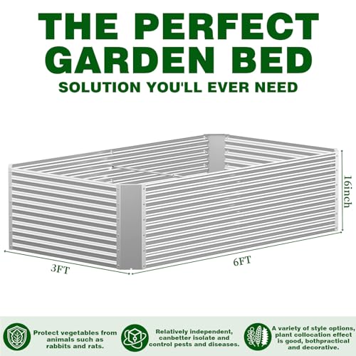Galvanized Steel Raised Garden Bed, Extra Large Outdoor Planter Box for Vegetables & Herbs, Rust-Resistant and Easy to Clean DIY Garden Box (3, 6×3) - size: 6×3