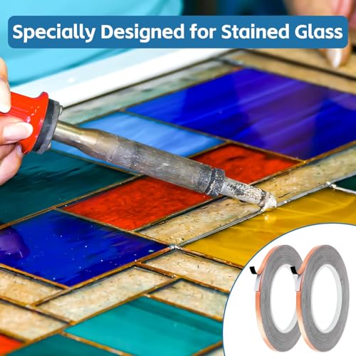 Copper Foil Tape for Stained Glass, Pure Copper, Black Adhesive Backing - color: Black, size: 1/4inch