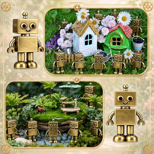 Civaner 50 Pcs Small Robots, Mini Brass Figurines, Mini Robots - style: Robot