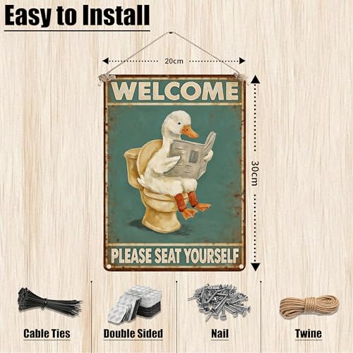Welcome Please Seat Yourself Funny Goose Metal Sign 8×12 Inch - color: Bathroom C, size: 8*12inch