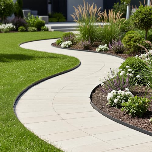 Garden Edging, 110FT x 2" Flexible Plastic Landscape Border with 106 Stakes - style: 110FT