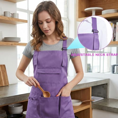 Nanxson Apron with Pockets Cross Back Apron for Hair Stylist Gardening - color: Purple