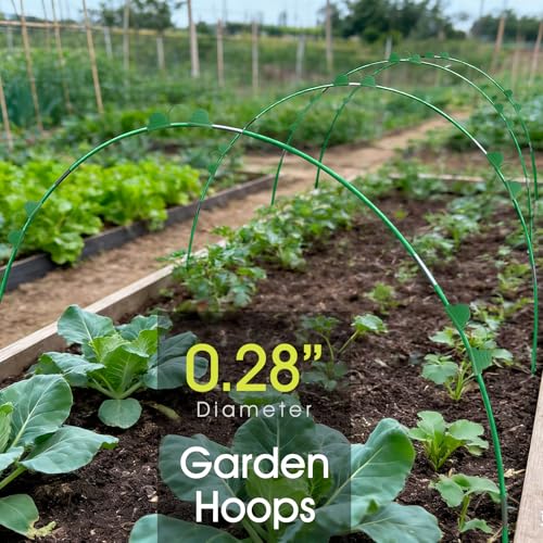 RIFNY 18 PCS Garden Hoops for Raised Beds, Greenhouse Hoops Kit Long Grow Tunnel for Row Cover, Rust-Free Fiberglass Garden Support Poles for Insect Mesh Netting Freeze Plant Cover (Green) - style: 18Pcs-Green-0.28" Dia