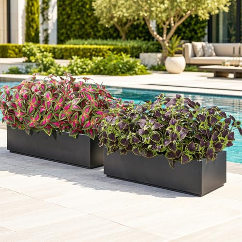 HyeFlora Artificial Coleus Plants Outdoor 5 Pcs (Brown) - color: Green