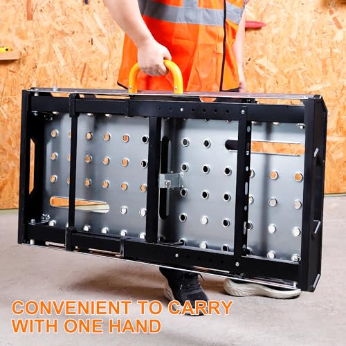 WORKESS Metal Welding Table Folding 1000 lbs Load Capacity Heavy Duty Steel Construction Workbench for Welding Adjustable 7 Level Height - style: Metal Top