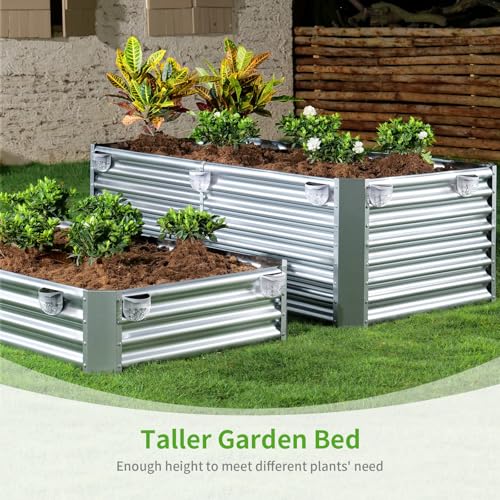 Land Guard Metal Raised Garden Bed for Gardening, 8x4x1.5ft Galvanized Raised Garden Bed, Planter Boxes Outdoor for Vegetables, Fruits and Flowers (Silver) - size: 8x4x1.5ft