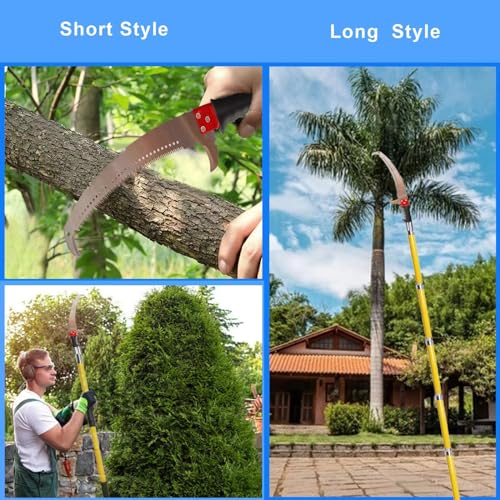 Manual Pole Saw 30 FT Extendable Tree Pruner High Branches Trimming for Pruning Palms and Shrubs with Long Handle (Red) - color: Red