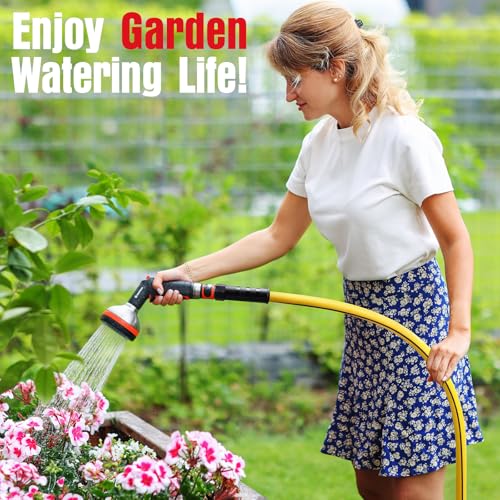Heavy Duty Garden Hose 75ft, NON-EXPANDABLE Flexible Water Hose, Kink Resistant Lightweight Hybrid Hose, Leakproof Hose Male to Female Fittings - color: Black+Yellow, size: 75ft