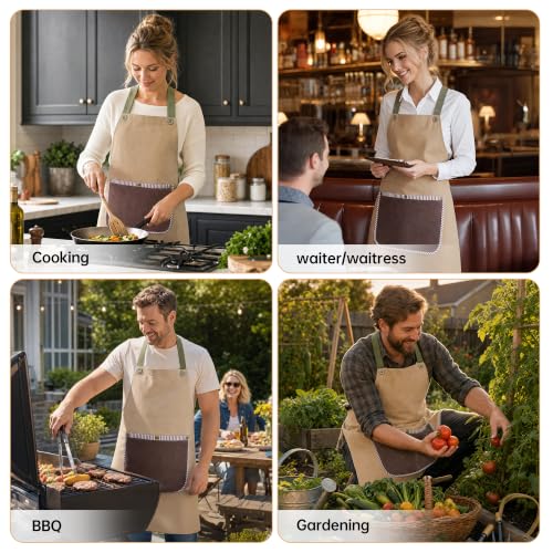 JOYMOOP Apron with Pockets, Detachable Towel, Kitchen Cooking for Women Men