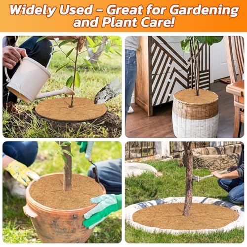 Legigo 4 Pack Coconut Fiber Mulch Ring Tree Plant Protector Mat, 24 Inch - color: 4 Pack, size: 24 Inch