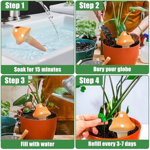 4PCS Terracotta Self Watering Spikes, Mushroom Shaped Self Watering Globes - color: Style 3