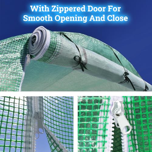 BenefitUSA Greenhouse Replacement PE Cover ONLY for Walk-in Greenhouse 2 Zipper Doors Air Ventilation, Frame NOT Included (15'x7'x7', Green) - size: 15'x7'x7', Green