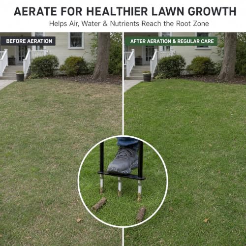 Manual Core Lawn Aerator, 3 Hollow Tines - size: core aerator