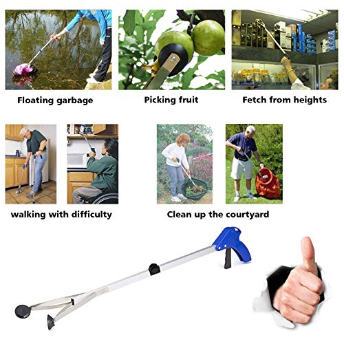 BeGrit 2 Pcs Reacher Grabber Suction Cup Grip Foldable Long Arm Reaching Claw Hand Grabber Trash Pickup Tool