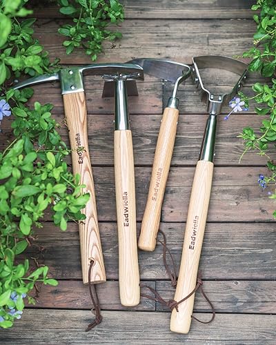 14 Inch Double‑Sided Garden Hoe & Cultivator, Hand Tiller Rake