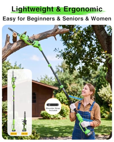 TaskStar 10-Inch 2-in-1 Cordless Pole Saw Tree Trimming, Dual 4Ah Batteries
