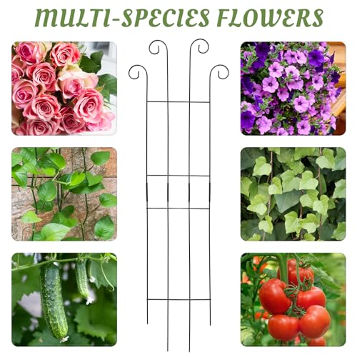 4 Pack 32'' Wave Shape Black Metal Trellis for Climbing Plants Indoor & Outdoor, Garden Trellis for Houseplants Flowers Vine Ivy - size: 32'' Wave Shape