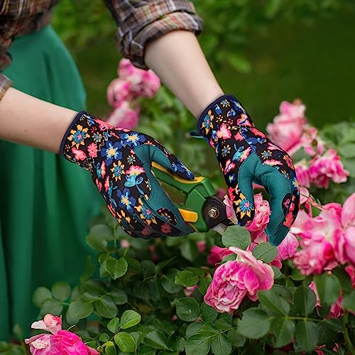 Bamllum Gardening Gloves for Women, Leather Garden Gloves - color: Shuicailv